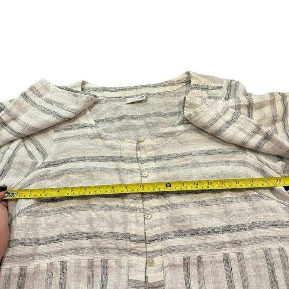 J. Jill Pure Jill Linen White Black Stripe Button Front Tunic Top Womens L (est) - Picture 4 of 5